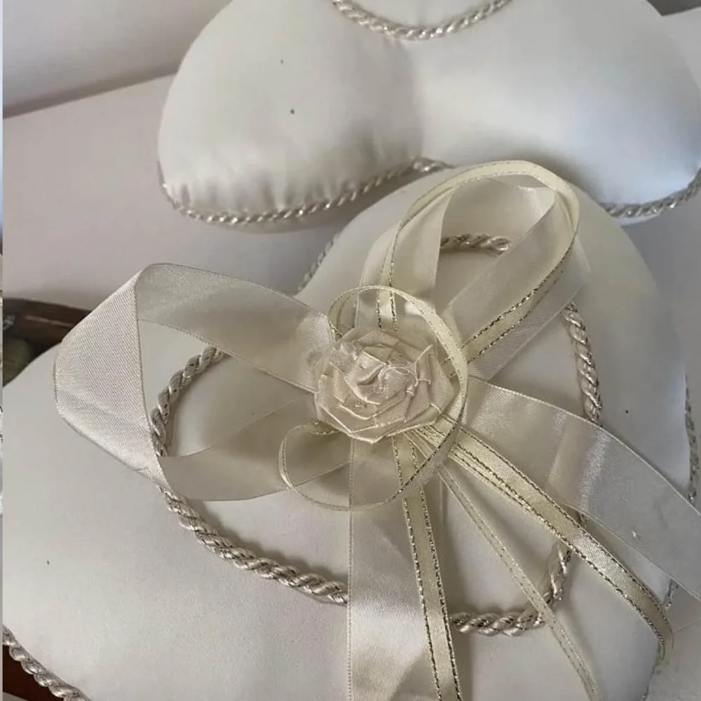 Heart Ring Pillow Wedding 2pcs like new white